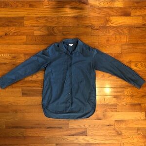 Gap Blue Silk Button Down Shirt with Oil Stain Men's Medium, Preowned